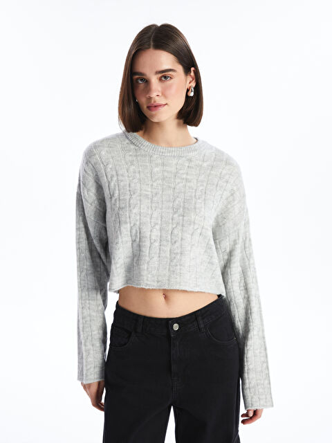 XSIDE Bisiklet Yaka Crop Kadın Triko Kazak - W4AA97Z8-YHA