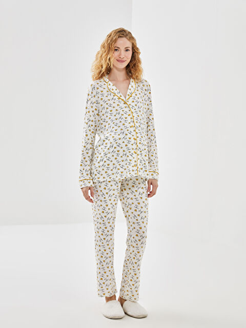 LCW DREAM Gömlek Yaka Baskılı Kadın Pijama Takımı - W4AB98Z8-LRA
