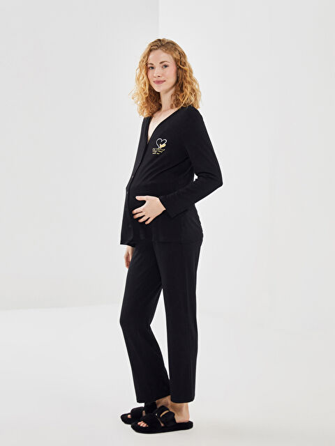 LCW DREAM V Yaka Nakışlı Kadın Pijama Takımı - W4AC04Z8-CVL