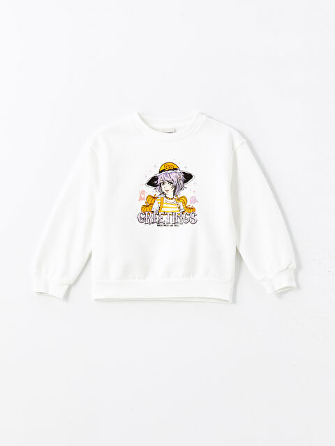 LCW Kids Bisiklet Yaka Kız Çocuk Kalın Sweatshirt - W4AD40Z4-FDU