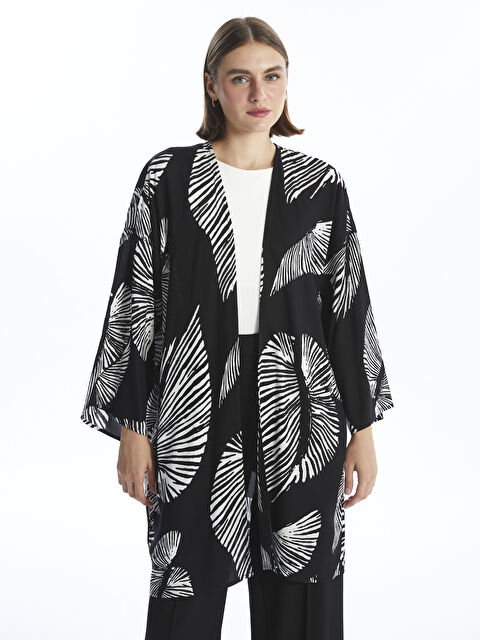 LCWAIKIKI Classic Shawl Collar Patterned Oversize Women's Kimono - W4AD97Z8-LQJ