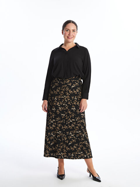 LCW Grace Beli Lastikli Çiçekli A Kesim Kadın Etek - W4AE61Z8-LQJ