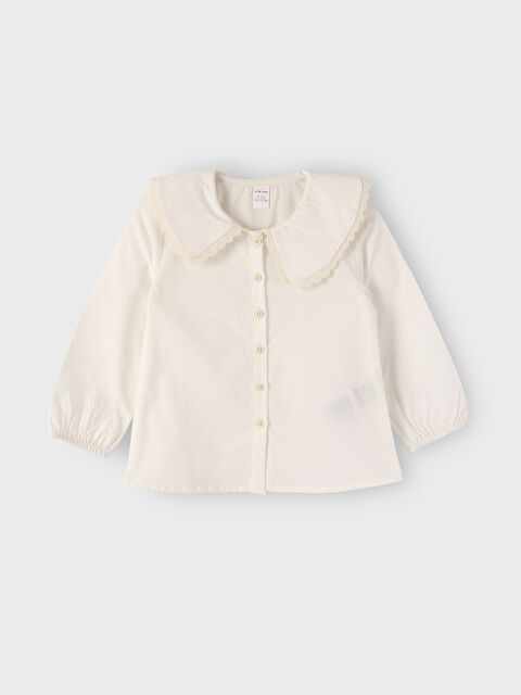 LCW Kids Peter Pan Collar Long Sleeve Basic Girls' Shirt - W4AH22Z1-FES