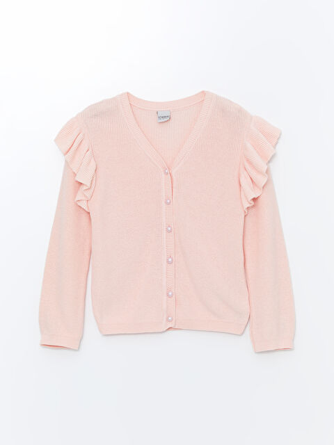 LCW Kids كارديجان تريكو بفتحة رقبة على شكل حرف V للبنات - W4AH46Z4-G4V