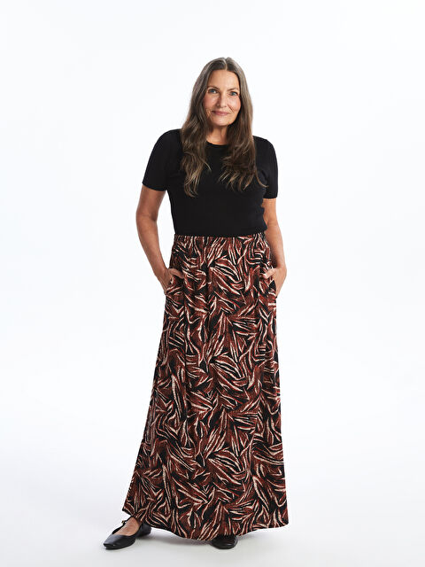 LCW Grace Beli Lastikli Desenli Kadın Etek - W4AH50Z8-SW6