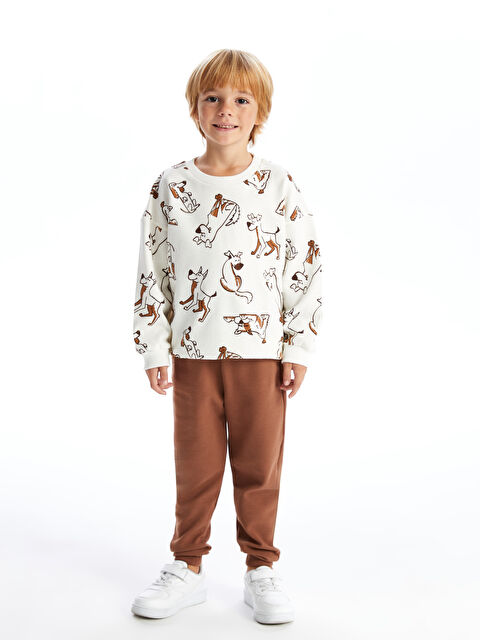 LCW Kids Bisiklet Yaka Baskılı Erkek Bebek Sweatshirt ve Eşofman Alt 2'li Takım - W4AI32Z1-LQA