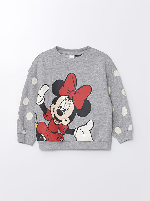 LCW Kids Bisiklet Yaka Minnie Mouse Baskılı Kız Çocuk Sweatshirt - W4AK88Z1-JMD