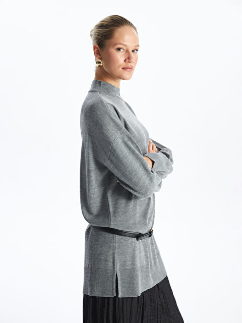 LCW Modest Kadın Yarım Balıkçı Yaka Düz Triko Tunik - W4AN46Z8-LAL