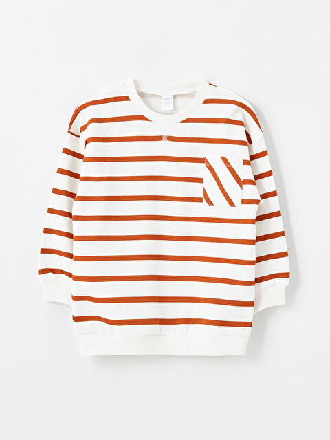 LCW Kids Bisiklet Yaka Çizgili Erkek Çocuk Sweatshirt - W4AN81Z1-LE4