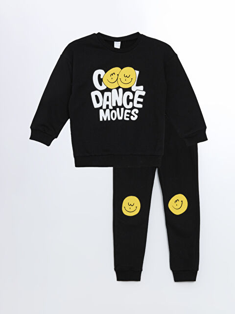 LCW Kids Bisiklet Yaka Baskılı Erkek Bebek Sweatshirt ve Eşofman Alt 2'li Takım - W4AN85Z1-CVL