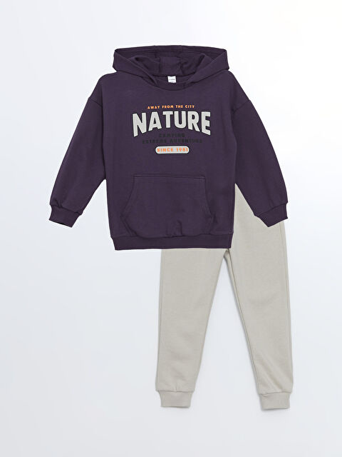 LCW Kids Baskılı Erkek Bebek Sweatshirt ve Eşofman Alt 2'li, - W4AO08Z1-HPK