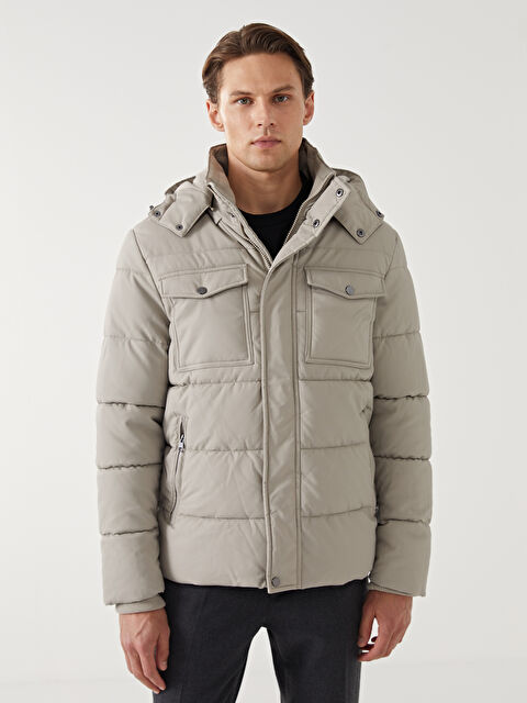 LCW Vision Standart Kalıp Kapüşonlu Erkek Deri Görünümlü Mont - W4AO76Z8-S0L