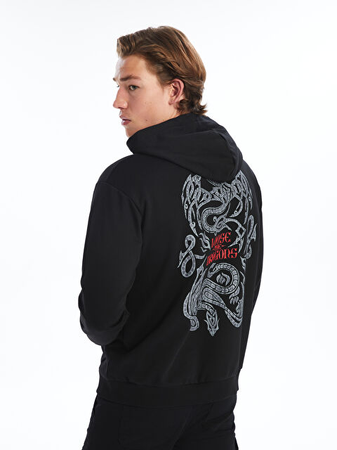 XSIDE Uzun Kollu Baskılı Erkek Kalın Hoodie - W4AO84Z8-CVL