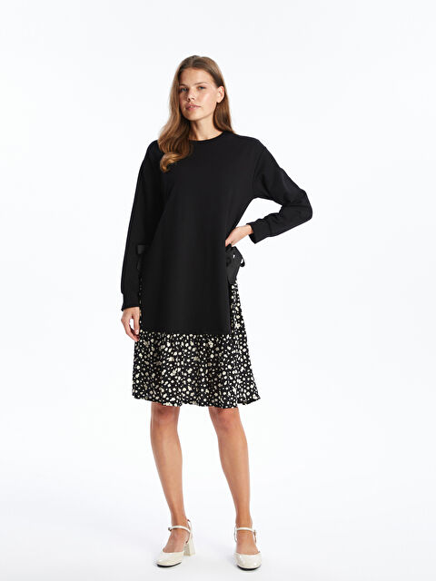 LCW Comfort Bisiklet Yaka Çiçekli Elbise - W4AO85Z8-CVL