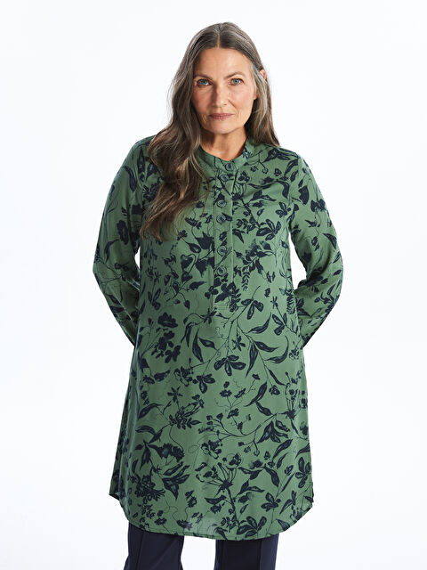 LCWAIKIKI Classic Crew Neck Patterned Women's Tunic - W4AP78Z8-LRR