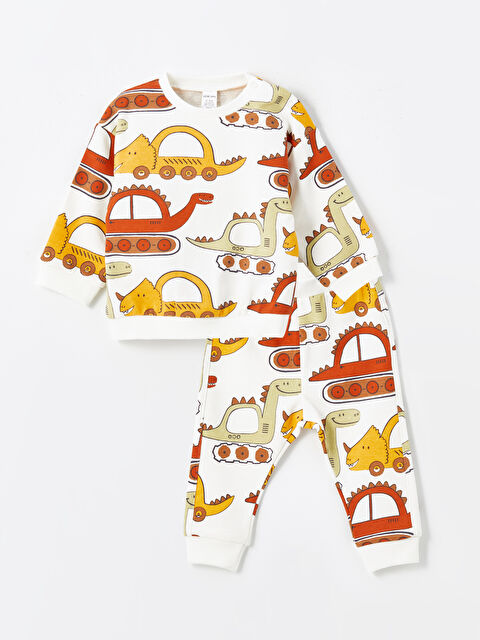 LCW baby Bisiklet Yaka Uzun Kollu Baskılı Erkek Bebek Sweatshirt ve Eşofman Alt 2'li Takım - W4AQ74Z1-LQA