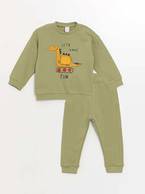 LCW baby Bisiklet Yaka Uzun Kollu Baskılı Erkek Bebek Sweatshirt ve Eşofman Alt 2'li Takım - W4AQ77Z1-V5B