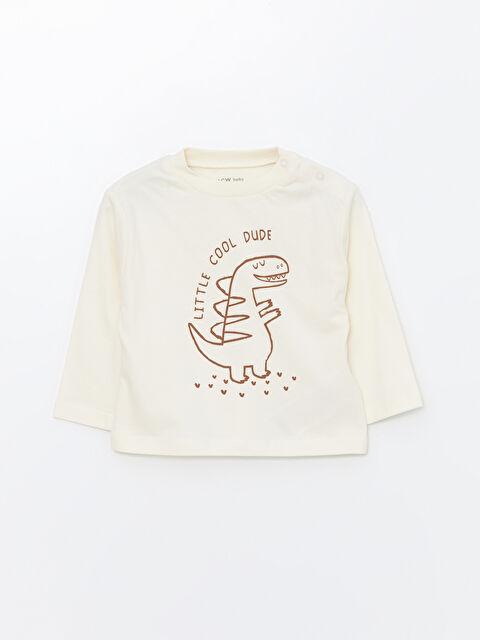 LCW baby Bisiklet Yaka Dinozor Baskılı Erkek Bebek Tişört - W4AQ82Z1-YG7