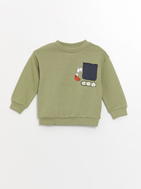 LCW Kids Bisiklet Yaka Baskılı Erkek Bebek Sweatshirt - W4AR34Z1-V5B