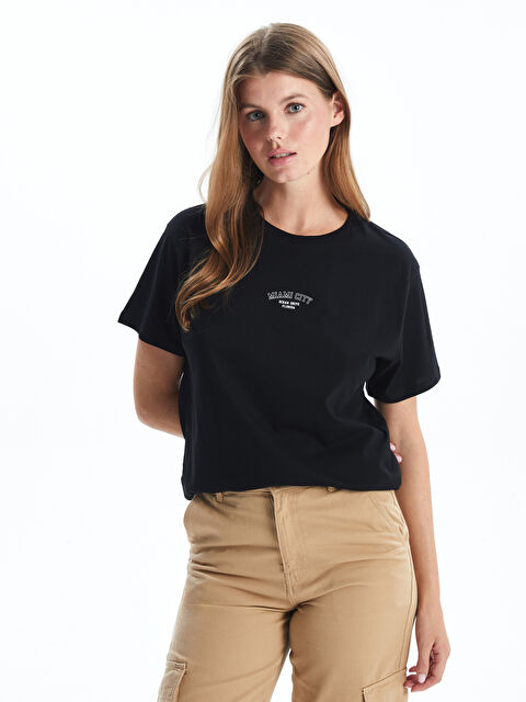 LCW Vision Bisiklet Yaka Baskılı Kadın Tişört - W4AR53Z8-CVL