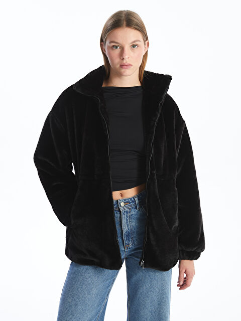 LCW Vision Dik Yaka Kadın Kürk Kaban - W4AR77Z8-CVL