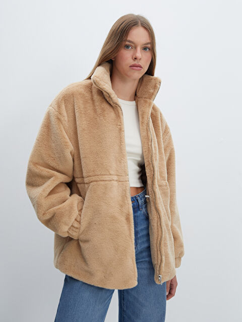 LCW Vision Dik Yaka Kadın Kürk Kaban - W4AR77Z8-YJ3