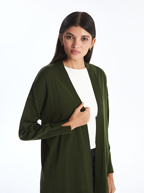 LCW Modest Şal Yaka Düz Uzun Kollu Kadın Triko Hırka - W4AS11Z8-YGX