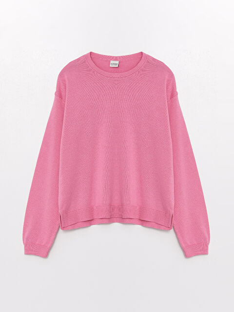 LCW Kids Bisiklet Yaka Basic Uzun Kollu Kız Çocuk Triko Kazak - W4AT24Z4-FMM