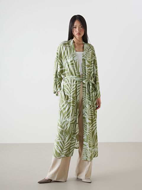 LCW Vision Shawl Collar Patterned Women's Kimono - W4AT38Z8-LRR