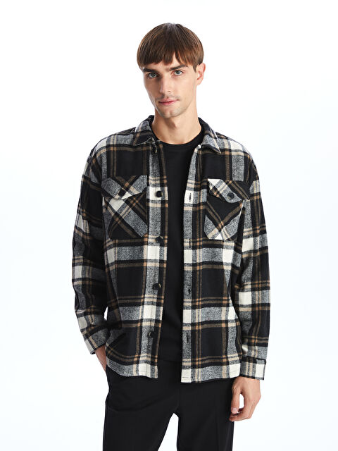 LCW Vision Regular Fit Long Sleeve Plaid Men's Flannel Shirt Jacket - W4AU09Z8-LKX