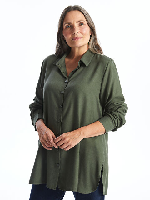 LCW Grace Düz Uzun Kollu Kadın Gömlek Tunik - W4AV15Z8-HDG