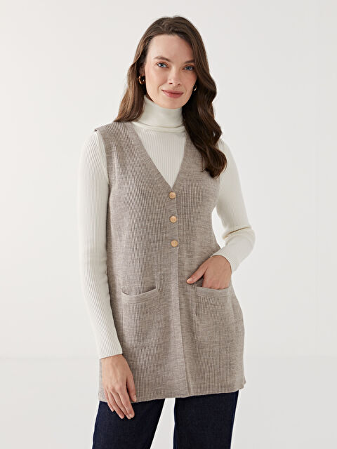 LCW Grace V Yaka Kadın Triko Yelek - W4AV57Z8-VH8