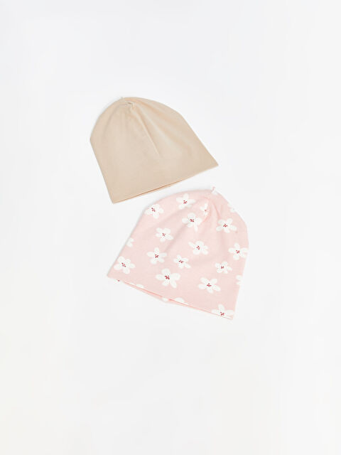 LCW baby Baskılı Kız Bebek Bere 2'li - W4AV99Z1-LT4