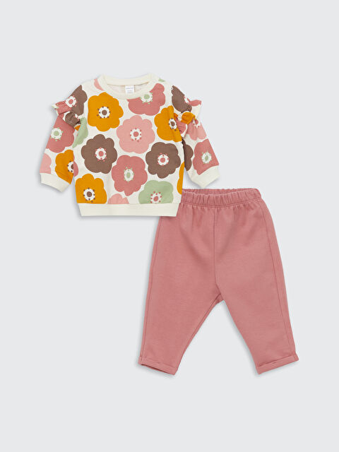 LCW baby Bisiklet Yaka Uzun Kollu Kız Bebek Kazak ve Tayt 2'li Takım - W4AY11Z1-LRB