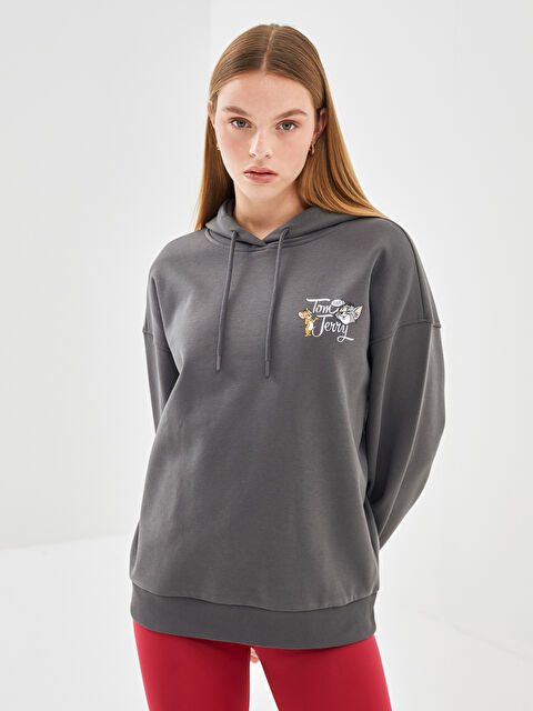 LCW Vision Tom & Jerry Baskılı Oversize Kadın Hoodie - W4AY19Z8-JPT