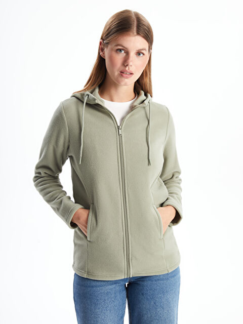 LCWAIKIKI Basic Kapüşonlu Kadın Outdoor Polar - W4AY78Z8-GNZ