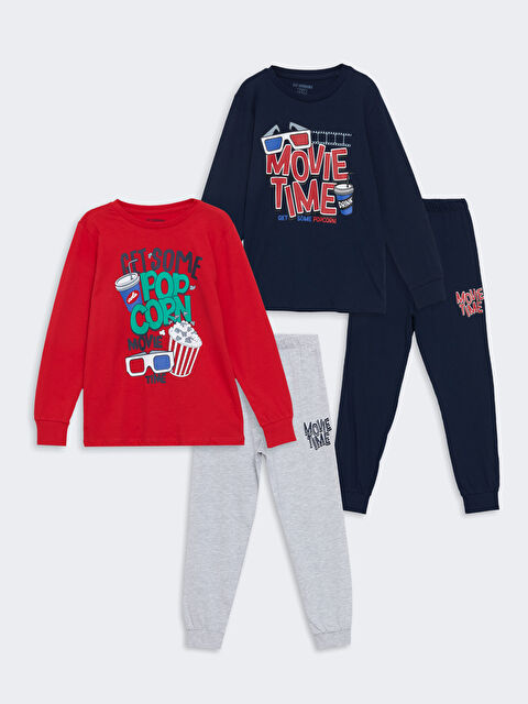 LCW Kids Bisiklet Yaka Erkek Çocuk Pijama Takımı 2'li - W4BB02Z4-HNK