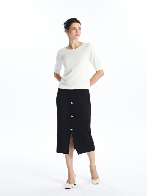 LCWAIKIKI Classic Kadın Beli Lastikli Düz Triko Etek - W4BB08Z8-CVL