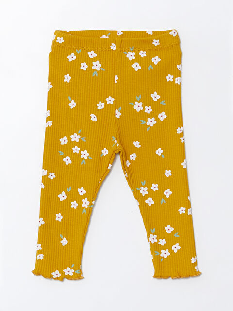 LCW baby Beli Lastikli Çiçekli Kız Bebek Tayt - W4BB31Z1-LUG