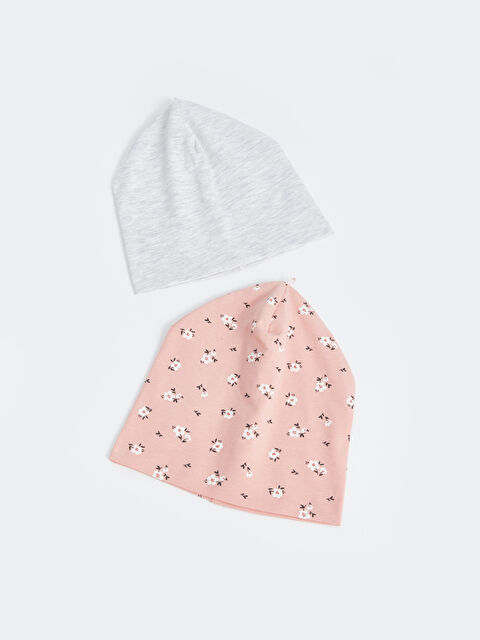 LCW baby Pamuklu Baskılı Kız Bebek Bere 2'li - W4BB42Z1-LT4