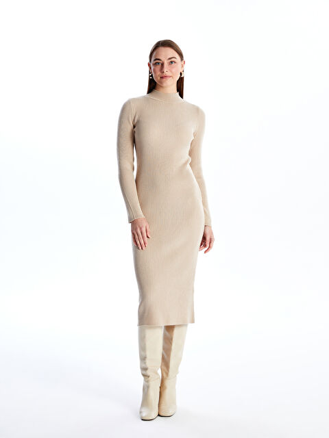 LCWAIKIKI Classic Yarım Balıkçı Yaka Kadın Triko Elbise - W4BB50Z8-VD9