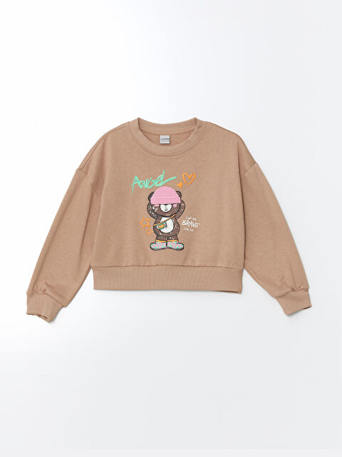 LCW Kids Bisiklet Yaka Kız Çocuk Kalın Sweatshirt - W4BB61Z4-GC4