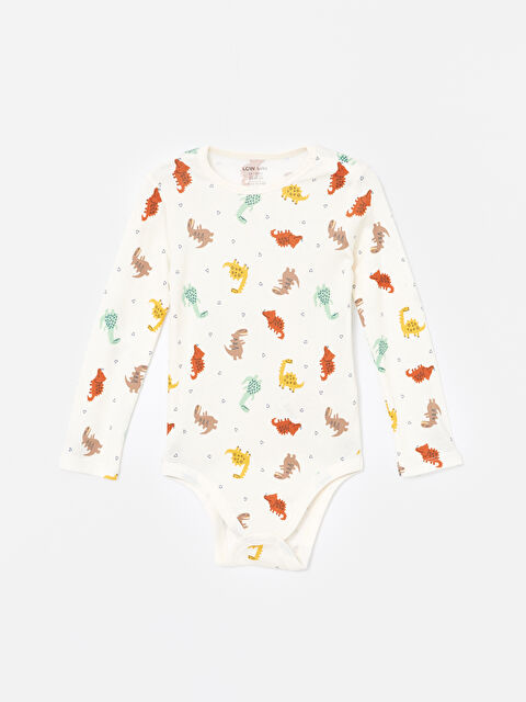 LCW baby Bisiklet Yaka Uzun Kollu Baskılı Erkek Bebek Çıtçıtlı Body - W4BB76Z1-LRB