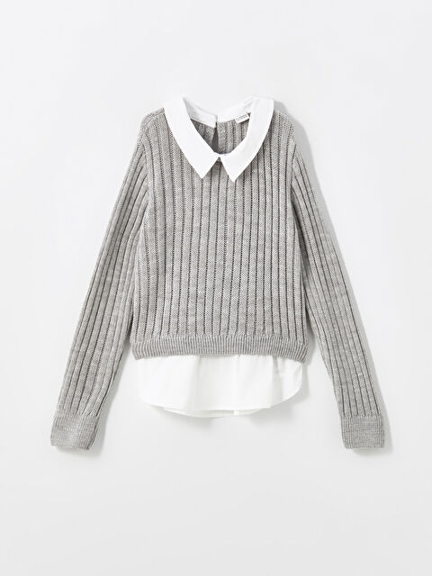 LCW Kids Gömlek Yaka Kız Çocuk Triko Kazak - W4BB85Z4-CT3