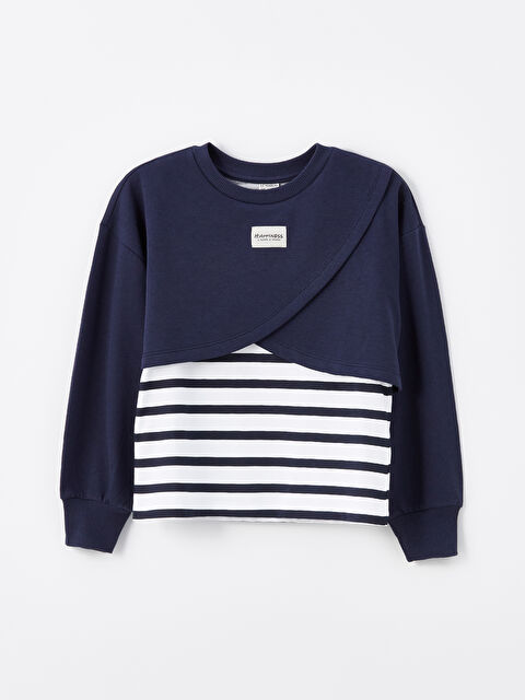 LCW Kids Bisiklet Yaka Crop Kız Çocuk Kalın Sweatshirt - W4BB86Z4-HRC