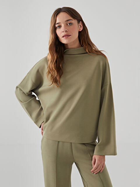 LCW Vision Funnel Neck Oversize Women's Sweatshirt - W4BC69Z8-GVK