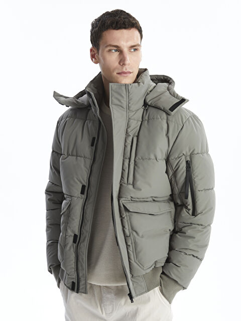 XSIDE Standart Kalıp Kapüşonlu Erkek Şişme Mont - W4BD70Z8-YJ1