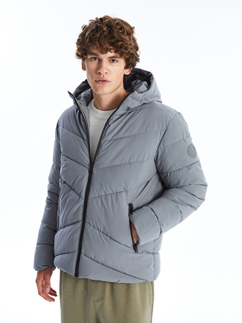 XSIDE Standart Kalıp Kapüşonlu Erkek Şişme Mont - W4BD76Z8-QJ1