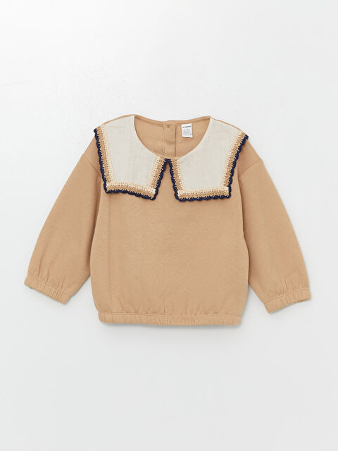 LCW Kids Bebe Yaka Nakışlı Kalın Kız Çocuk Sweatshirt - W4BE38Z1-FMQ