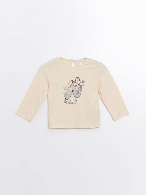 LCW Kids Bisiklet Yaka Baskılı Uzun Kollu Kız Çocuk Tişört - W4BF84Z1-FDP